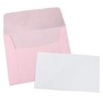 Small Baby Pink Color Envelops (4 x 3) Inch and Blank Cards, Pack of 50 Each