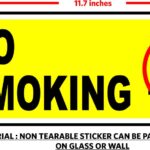 Self Adhesive NO Smoking Stickers Rectangular with Black Red and Yellow Color Scheme(Size 11.7 x 4.5 Inch), Pack of 2